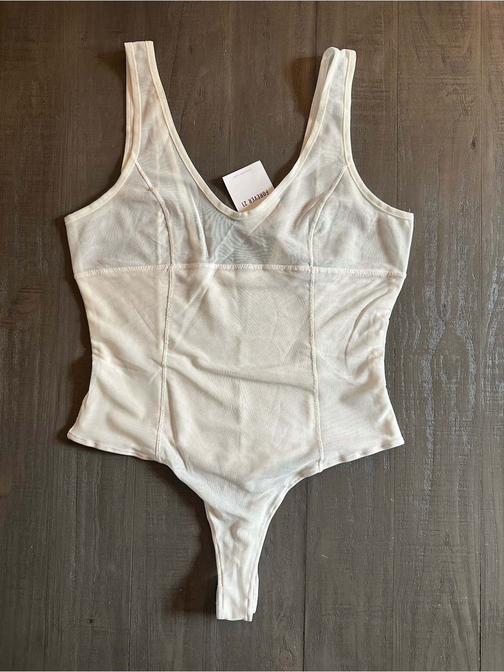 Forever 21 White Lingerie Sleepwear One Piece Bodysuit Women’s Size M